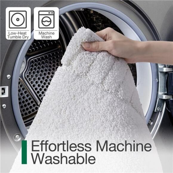 White Bathroom Rug Non Slip Bath Mat Soft Plush Absorbent Washable Quick Dry Car - Picture 6 of 7